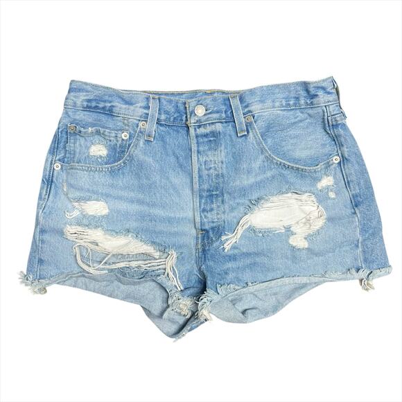Levi's Pants - LEVI'S 501 Premium Denim Distressed High-Rise Cutoff Button Fly Shorts Size 30